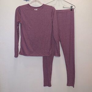 32 Degrees Heat Youth XL lightweight thermal athletic pant top set Purple